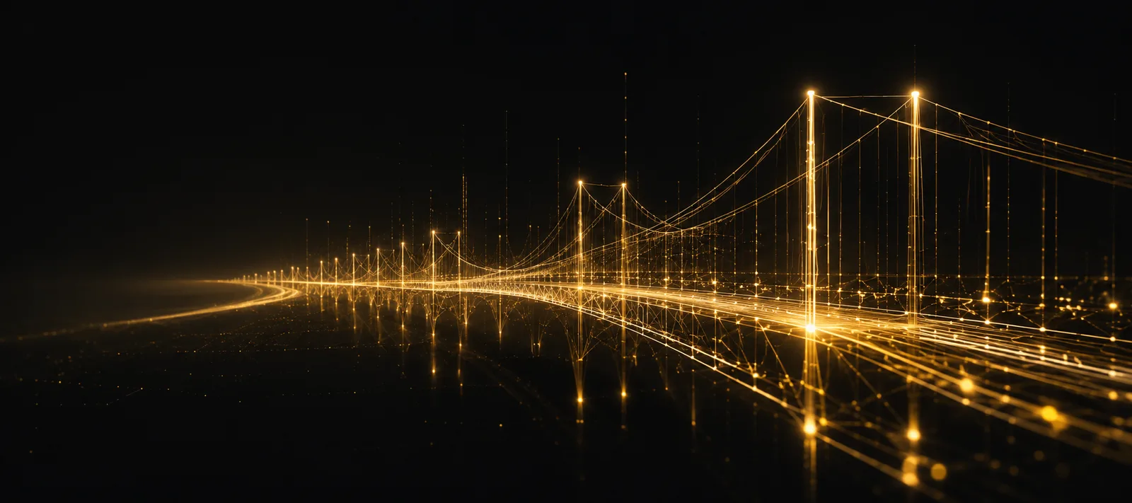 Global communication network with gold connection arcs